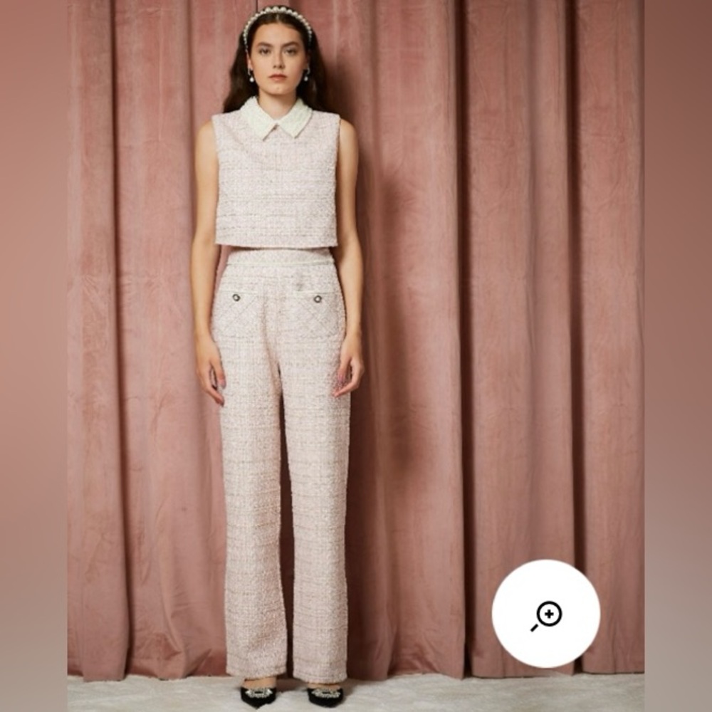 Sister Jane Pearl Spin Tweed Vest & Trousers - Pale Pink